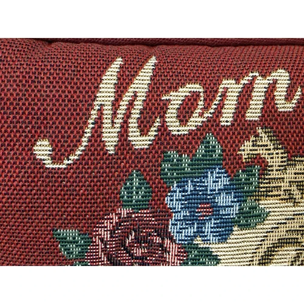 Vintage Mom Is Spelled LOVE Tapestry Pillow Floral Heart Red Mother's Day Gift